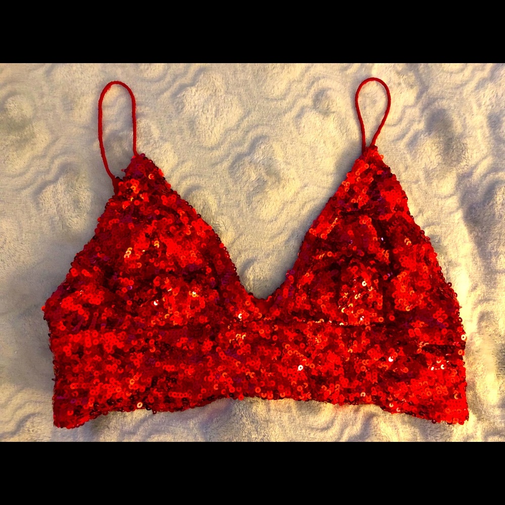 NWT Free People red sequins bralette top
